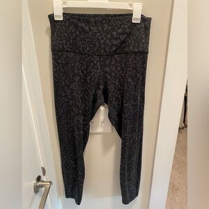 Gently Used Lululemon Align Capri Leggings (Size 10, Cropped, Black Camo Print)